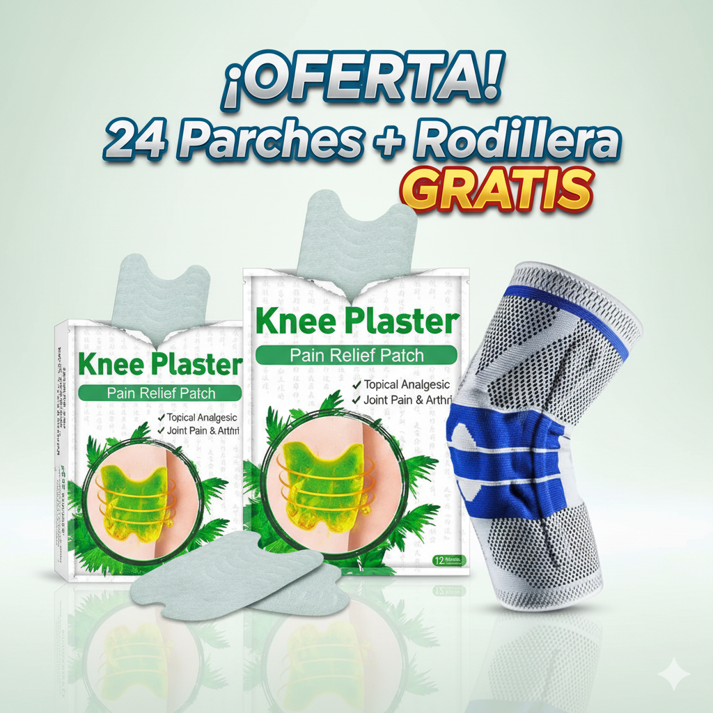 🌟 Adiós al Dolor de Rodilla – ¡Mega Oferta! 2 Packs (24 parches) + Rodillera GRATIS 🦵
